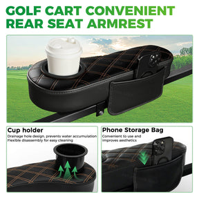 Golf Cart Armrests with Cup Holder and Phone Storage Pouch Fit Club Car EZGO Yamaha | Drive-up