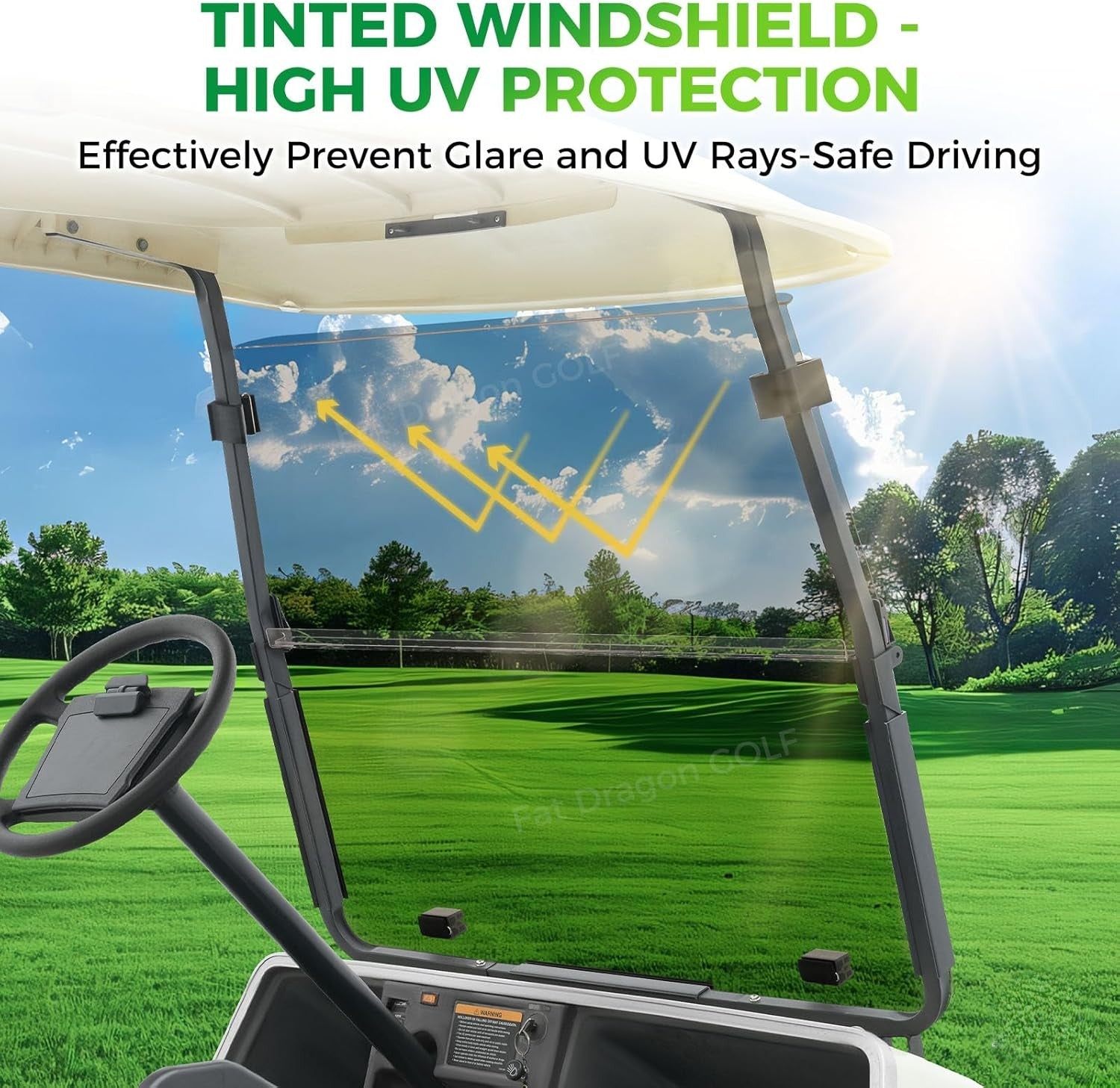 Foldable Golf Cart Windshield with Clip Kit for Club Car DS 2000.5-Up | DRIVE UP