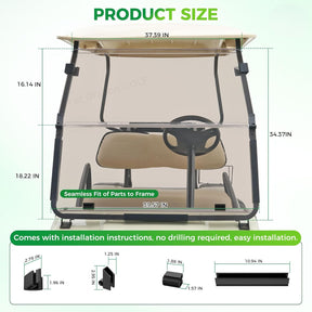 Foldable Golf Cart Windshield with Clip Kit for Club Car DS 2000.5-Up | DRIVE UP