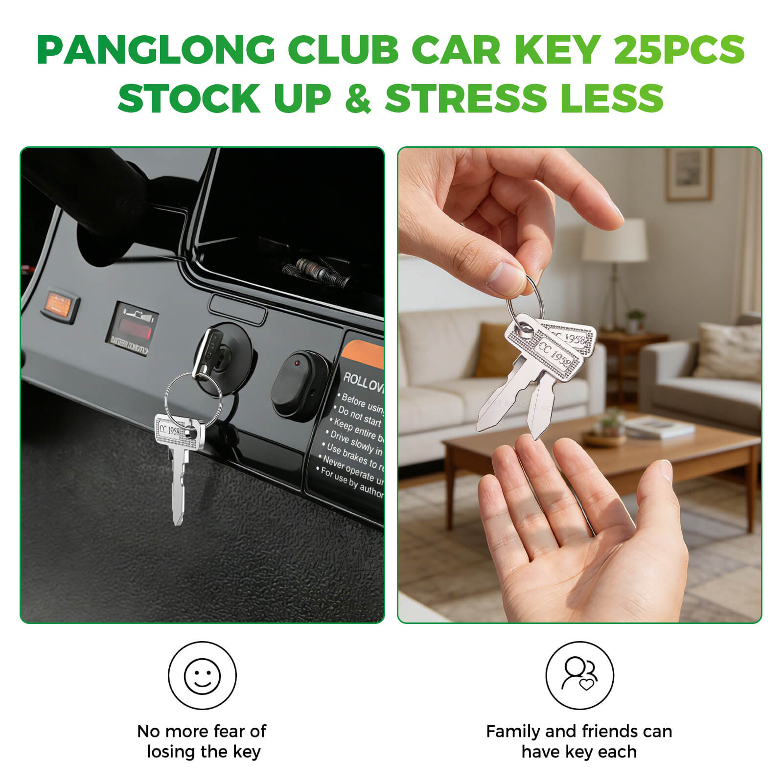 Golf Cart Ignition Keys Fits Club Car DS Precedent Tempo - 10 Packs
