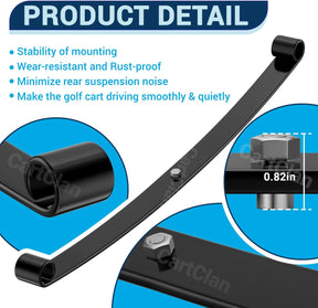 Golf Cart Leaf Spring Rear Supension with Hardware Kit for Club Car DS 1981-2016