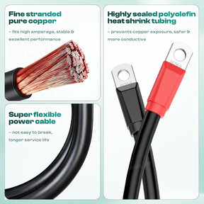 4 Gauge Pure Copper Battery Cable Set for EZGO TXT 36V & 48V Golf Carts
