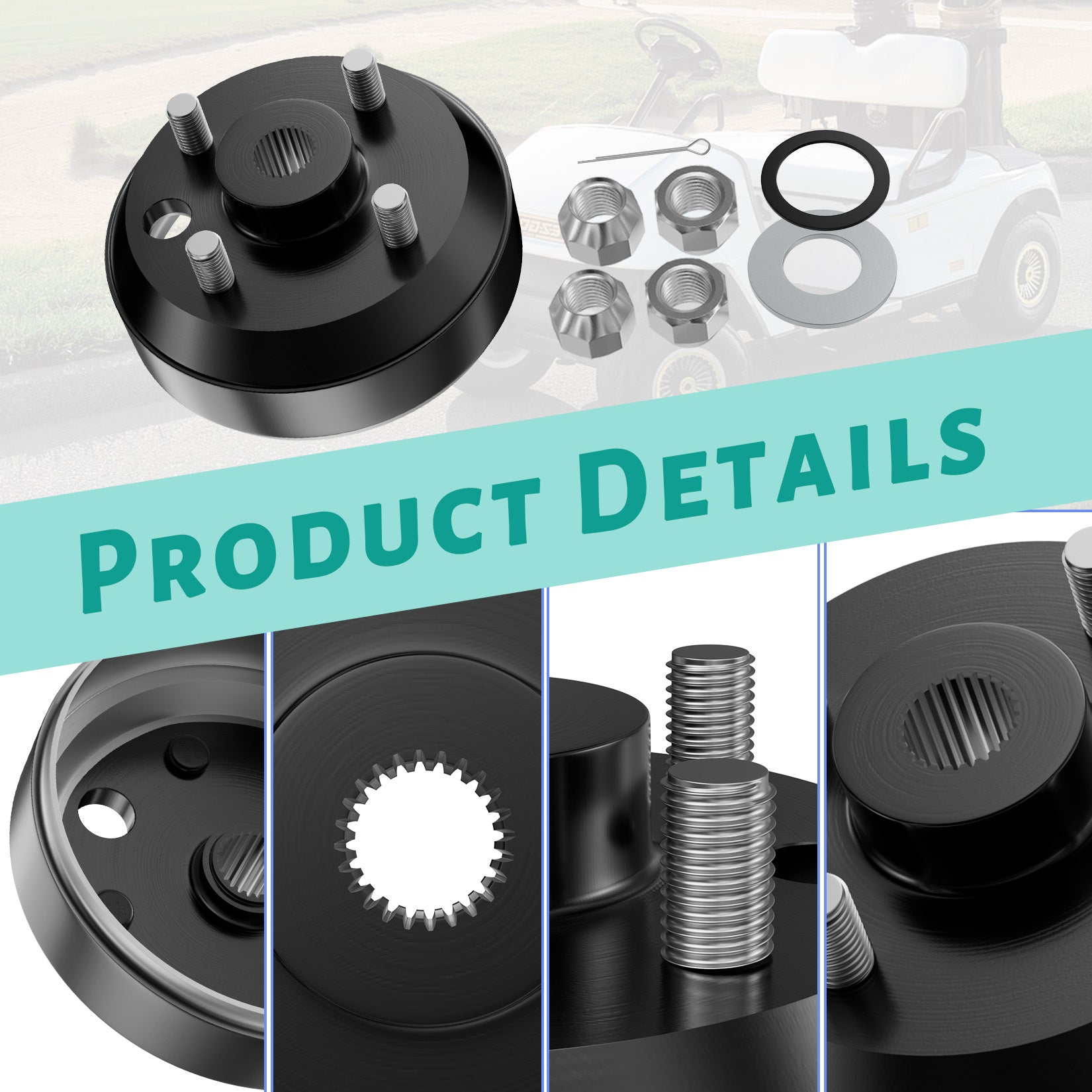 Golf Cart Brake Drum Hub Assembly for EZGO TXT Elec 1982-Up & 1982-1993 2-Cycle Gas Models, 24 Tooth Star Spline  | Drive-up