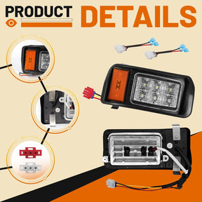12 Volt Golf Cart LED Headlight Kit with Adapter Wire 1993-Up Club Car DS | DRIVE UP