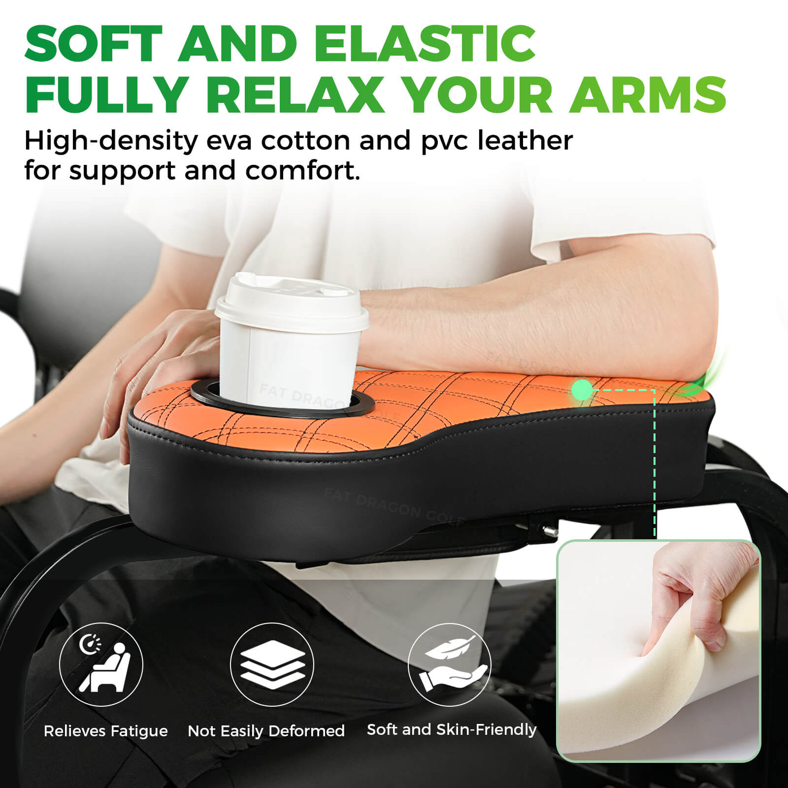 Golf Cart Armrests with Cup Holder and Phone Storage Pouch Fit Club Car EZGO Yamaha | Drive-up