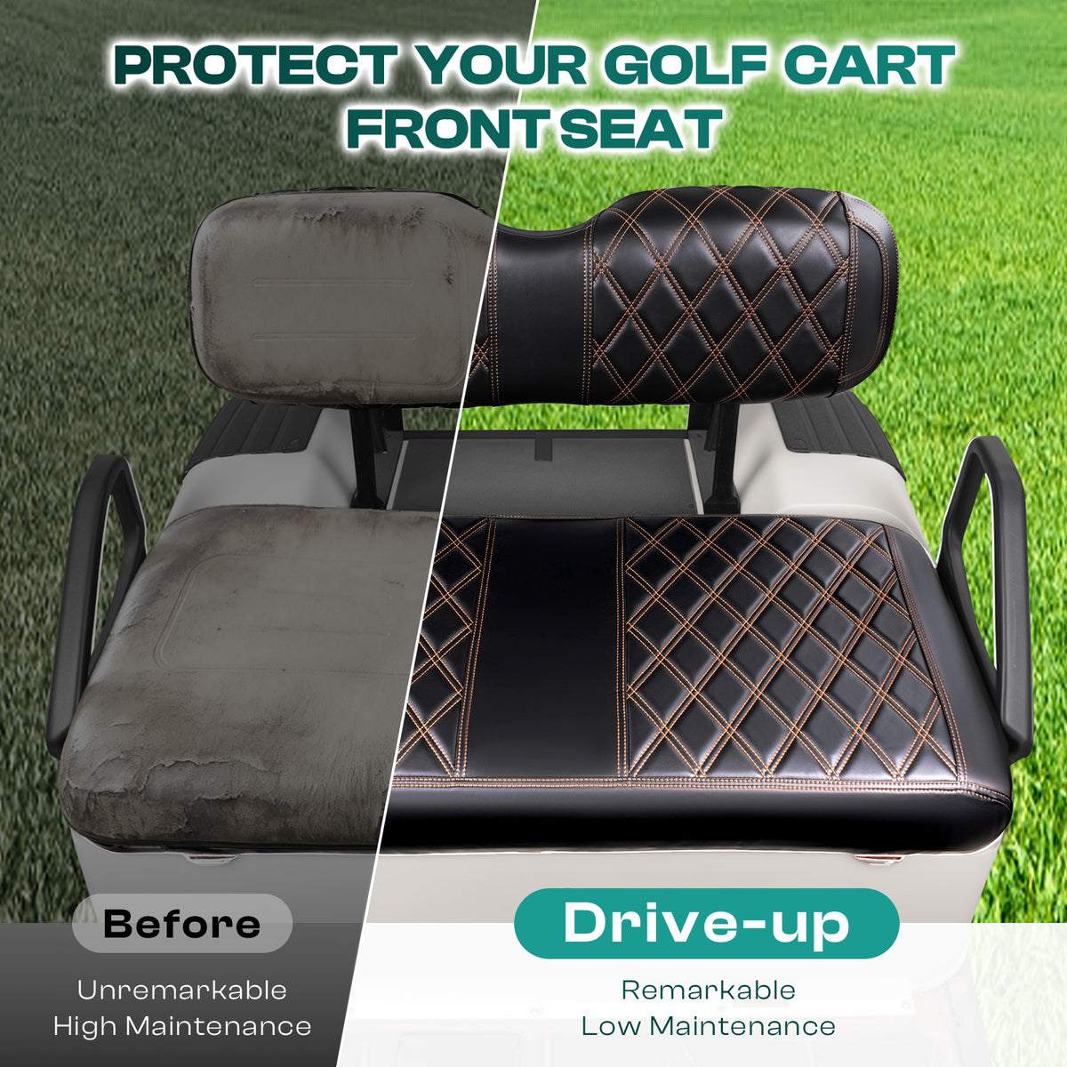 TXT Golf Cart Seat Cover, EZGO TXT Golf Cart Seat Covers with 4 Design Options - Drive - up