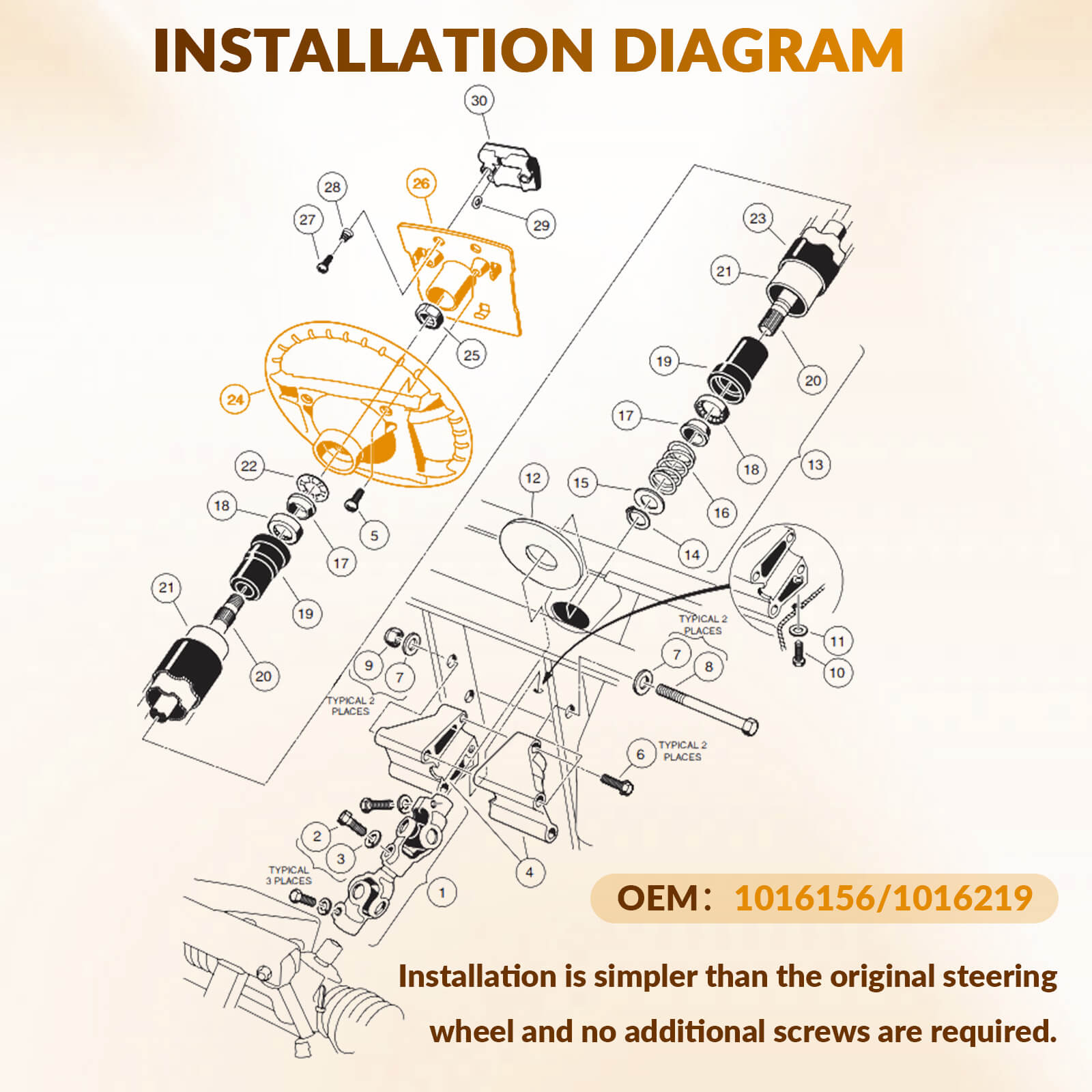 club car ds steering wheel​