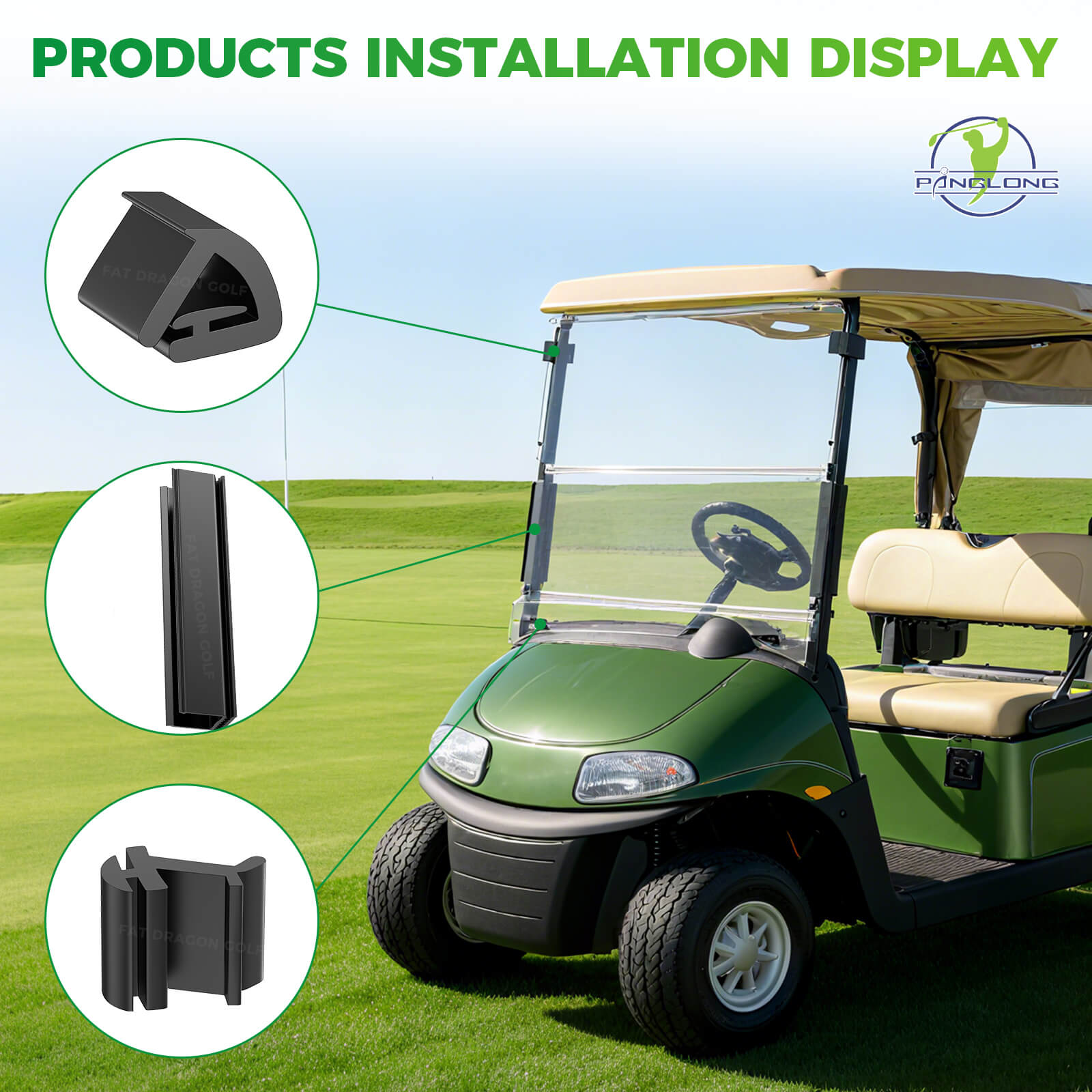 EZGO RXV Windshield Clip and Sash Kit