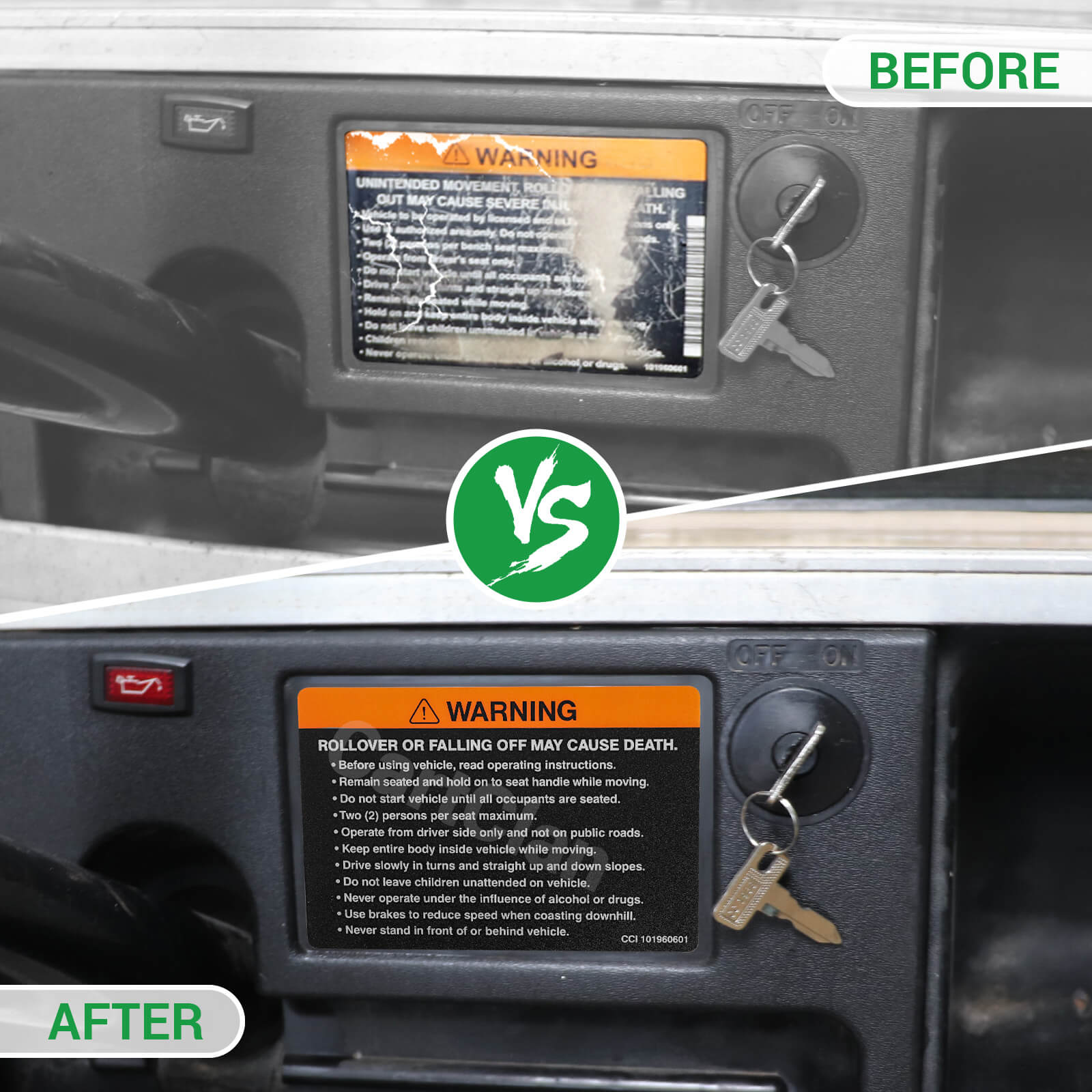 Club Car Steering Wheel & Dashboard Decal Kit