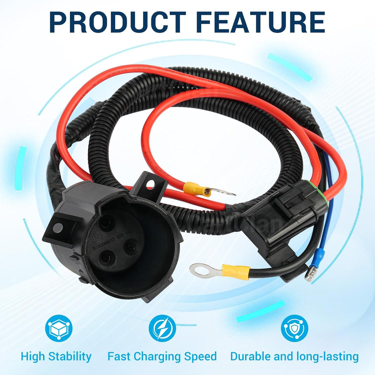 48V DC Charger Receptacle with Harness for Club Car Precedent & Tempo 2014-Up