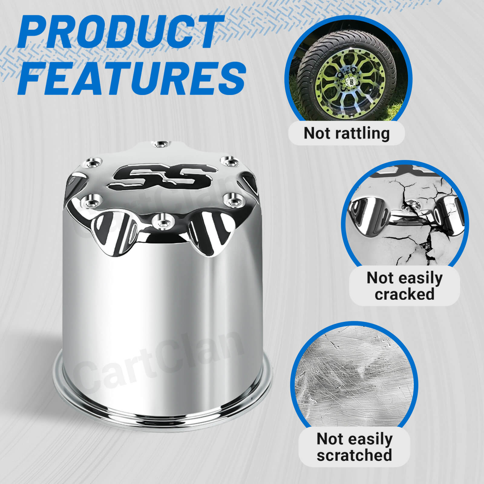 SS Golf Cart Wheel Hub Caps 2.65 inch