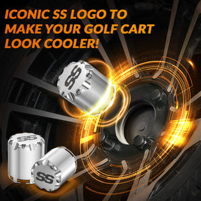 4-Pack Chrome Universal Golf Cart Wheel Hub Caps