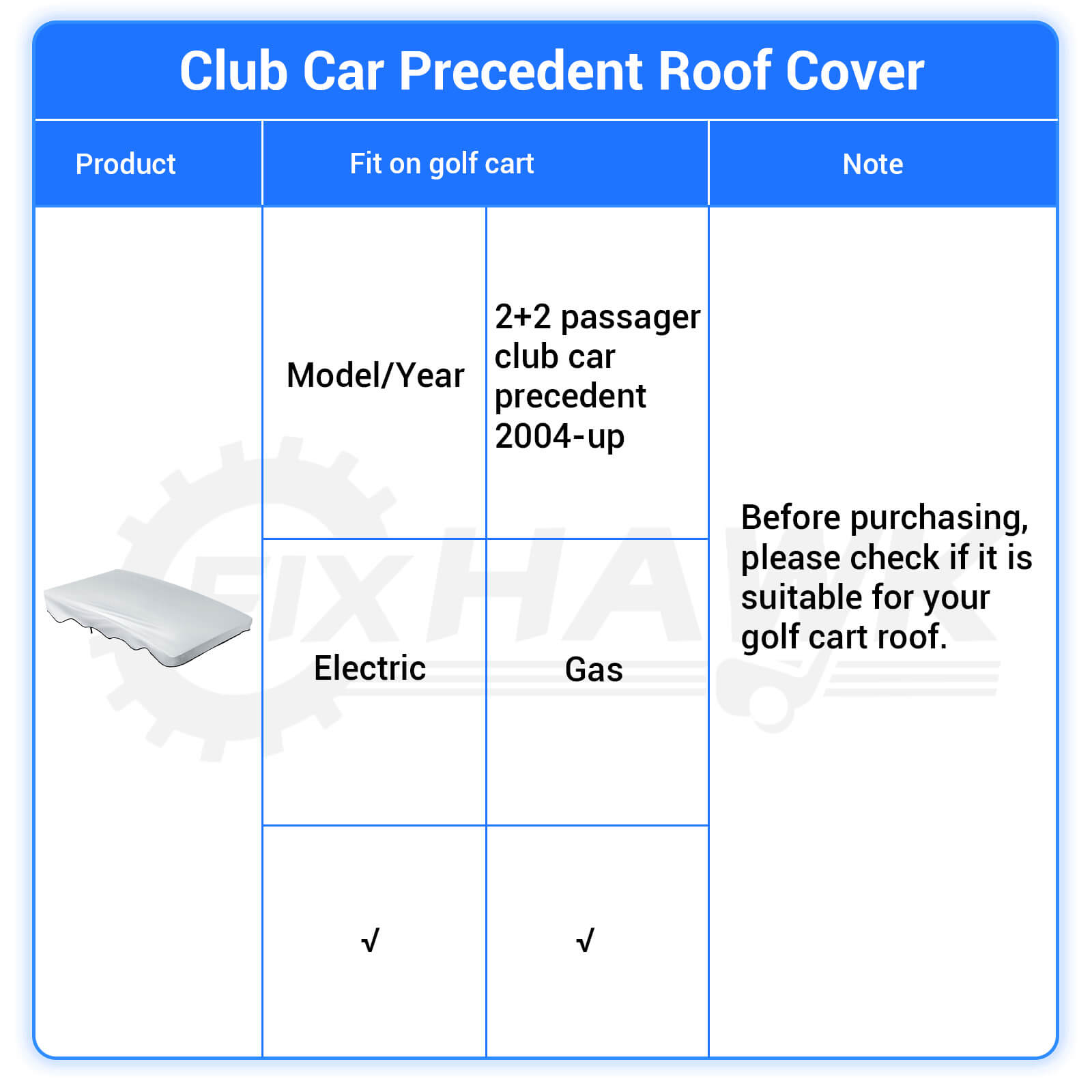 Golf Cart Roof Sun Shade Cover for Club Car Precedent 2 Passenger Models | Drive-up