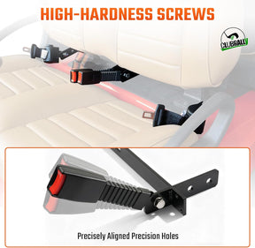 42-Inch Golf Cart Retractable Seat Belt Kit with Brackets for 2+2 Golf Carts