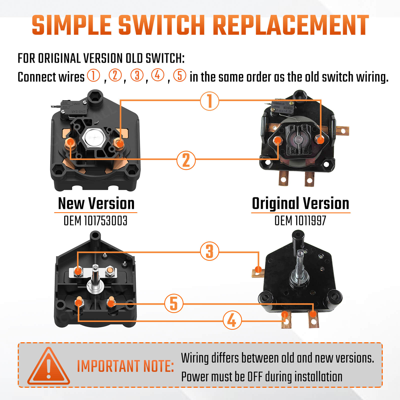 36 Volt Forward/Reverse Switch & Handle Kit for Club Car DS