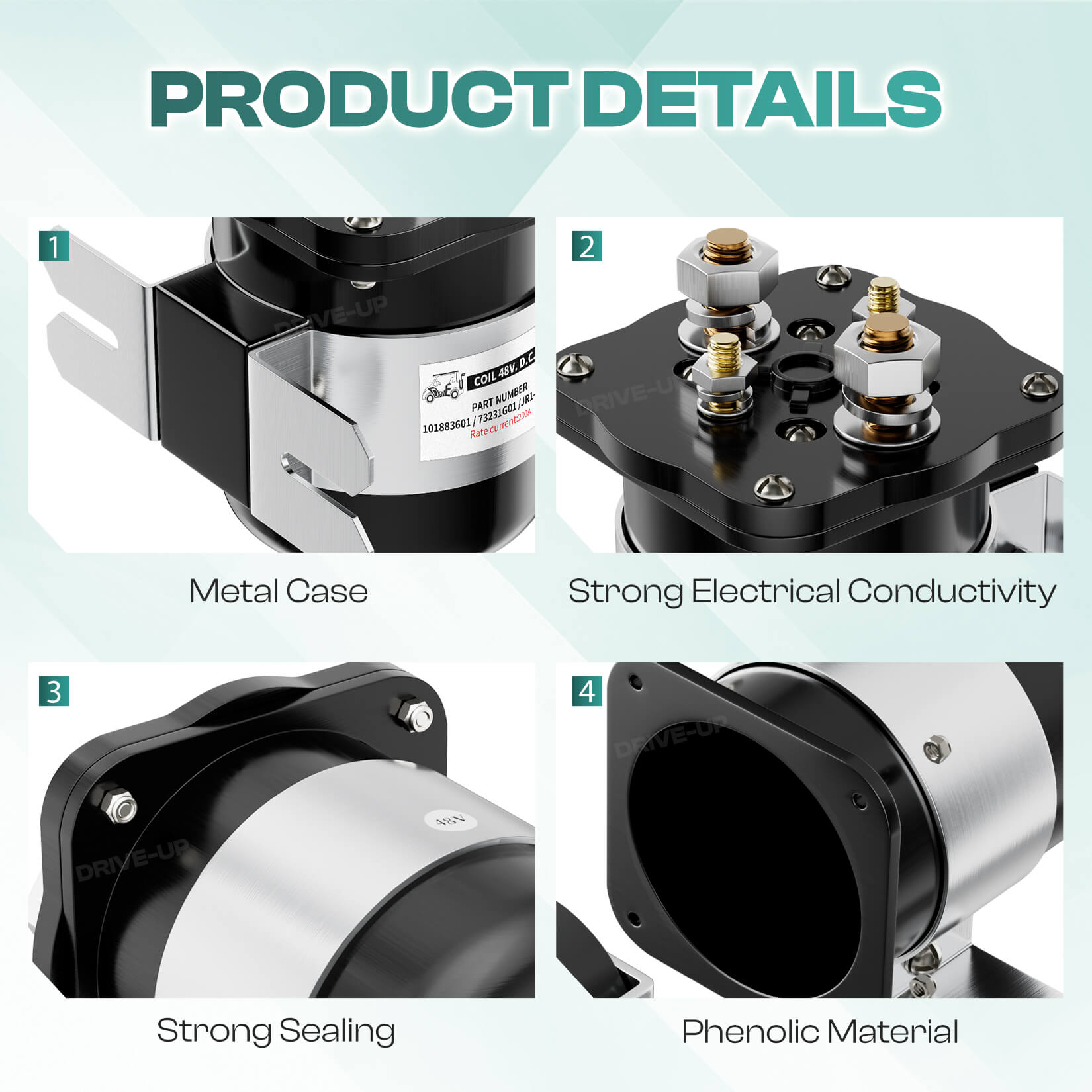 4-Terminal 48V Golf Cart Solenoid Universal for Club Car EZGO Yamaha | Drive-up