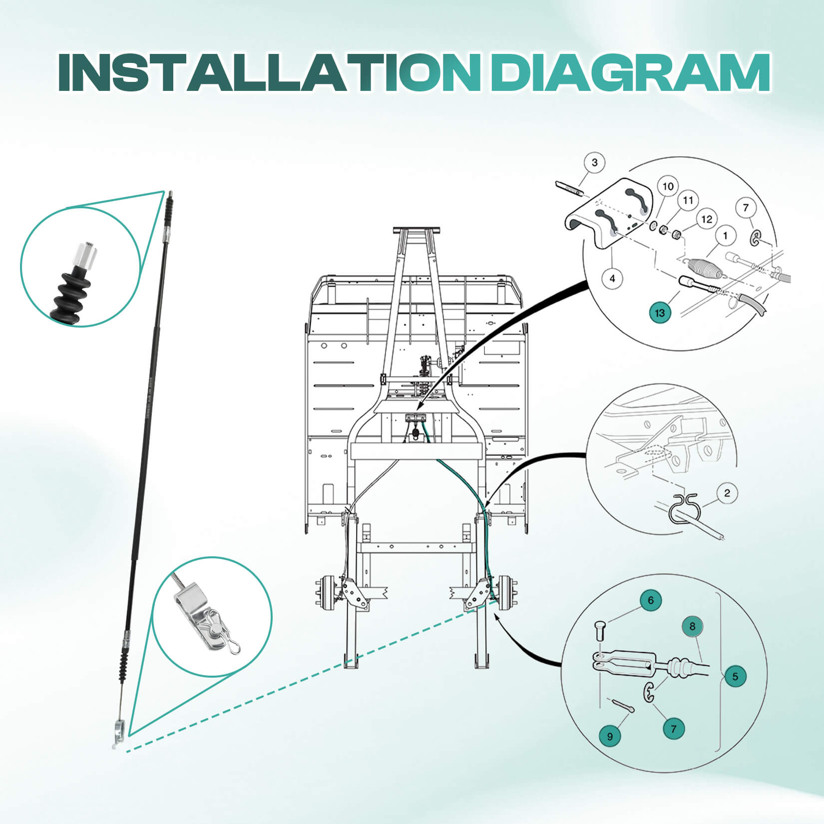 Club Car DS brake cable set