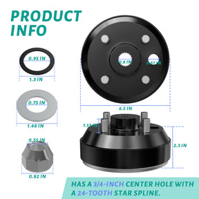 Golf Cart Brake Drum Hub Assembly for EZGO TXT Elec 1982-Up & 1982-1993 2-Cycle Gas Models, 24 Tooth Star Spline  | Drive-up