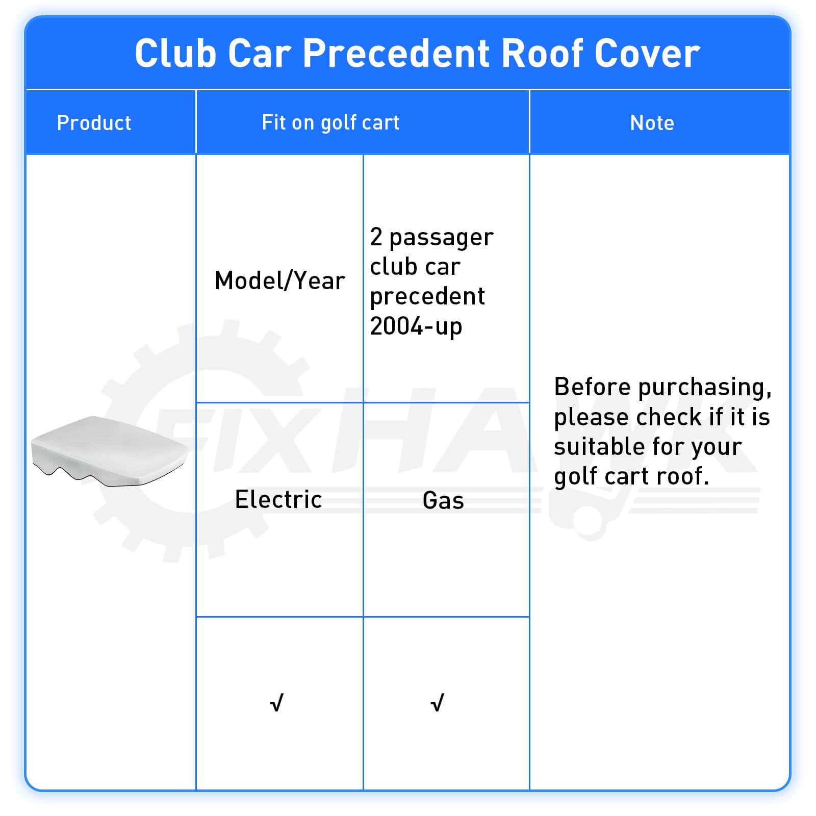 Golf Cart Roof Sun Shade Cover for Club Car Precedent 2 Passenger Models | Drive-up