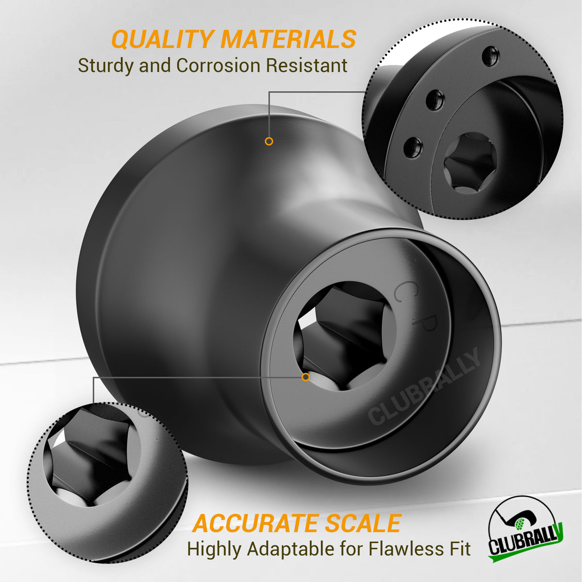 Black Golf Carts Steering Wheel Adapter for Club Car Precedent 5-6 Hole Steering Wheel | Drive-up