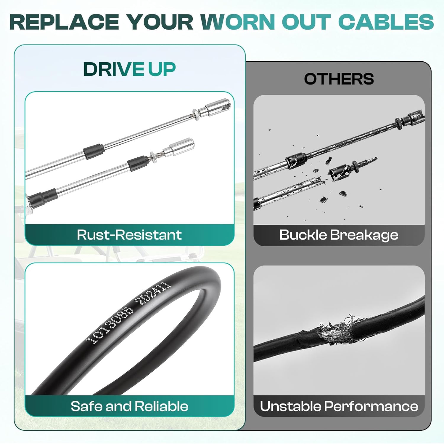 Golf Cart Transmission Shift Forward Reverse Cable Fits 1994-1997 Club Car DS 63-Inch
