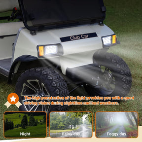 12 Volt Golf Cart LED Headlight Kit with Adapter Wire 1993-Up Club Car DS | DRIVE UP