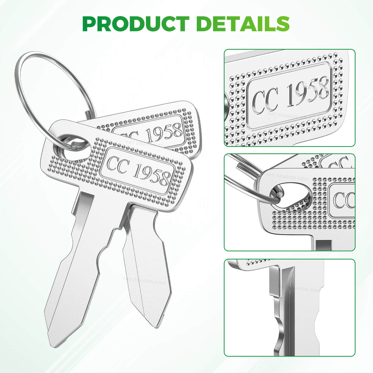 Golf Cart Ignition Keys Fits Club Car DS Precedent Tempo - 10 Packs
