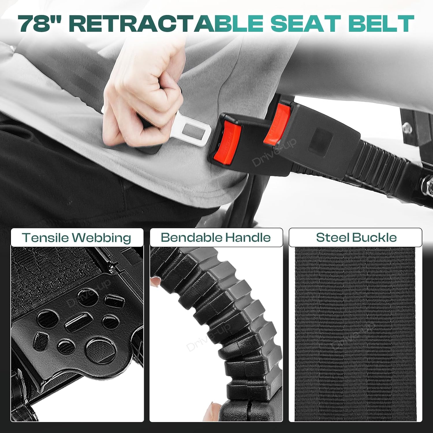 78.74 Inches Extra-Long Retractable Seat Belt Set for Golf Carts