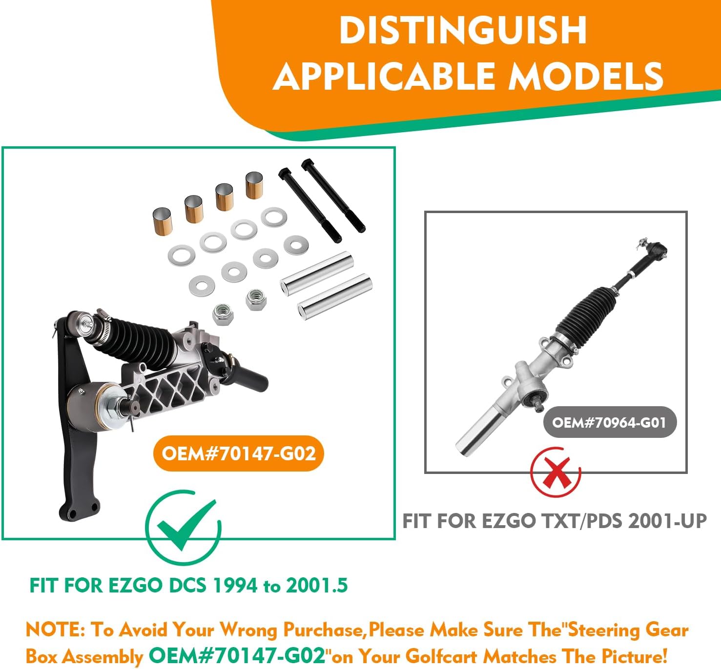King Pin Tube & Spindle Bushing Kit for EZGO DCS Golf Carts