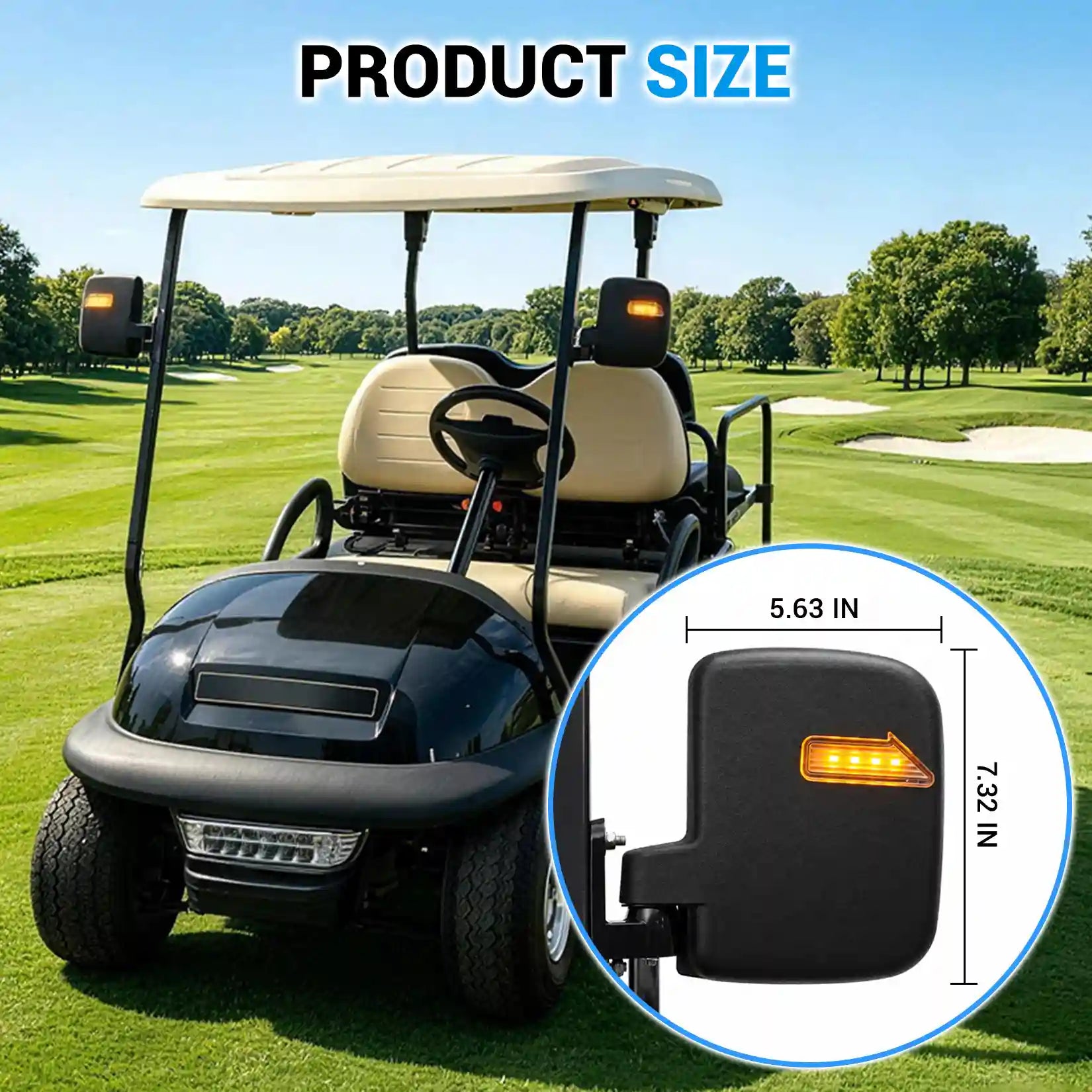 Universal Golf Cart Side Rear View Mirror with Turn Signal