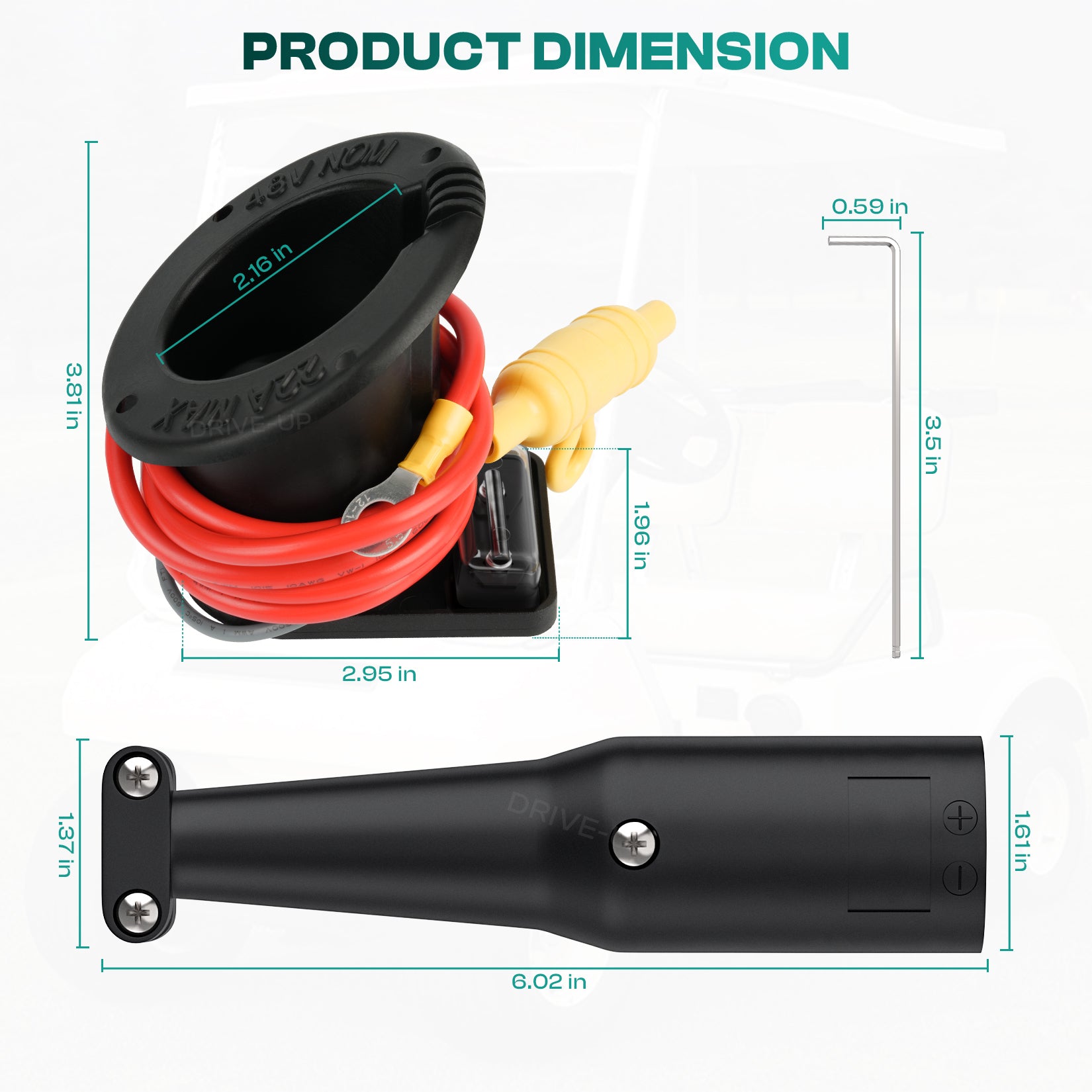 Golf Cart Charger Receptacle 48V Club Car Charger Plug for DS | Drive-up