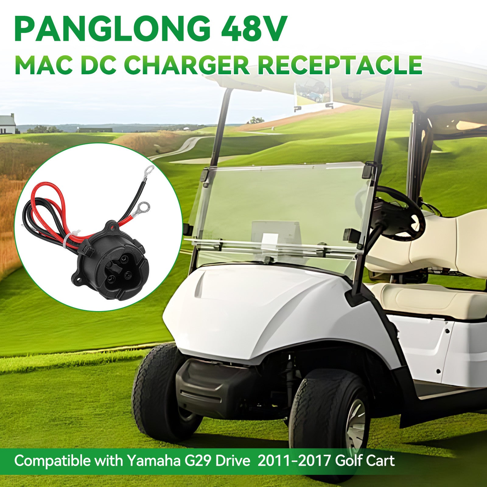 48V MAC DC Charger, Plug Powerwise Receptacle for Yamaha Electric 2011-2017 G29 |Drive-up