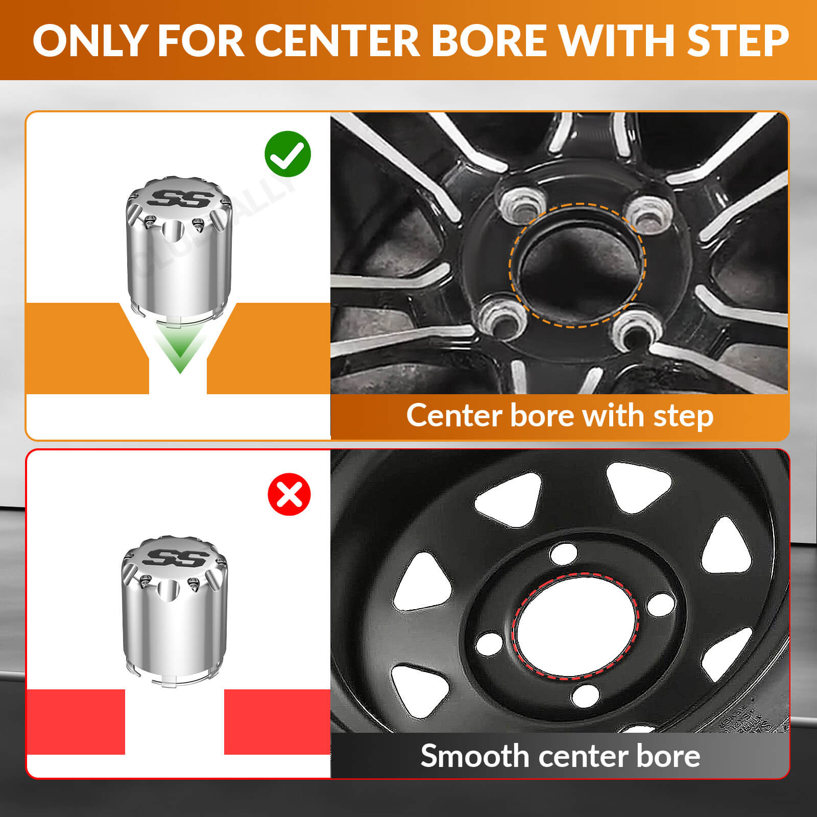 4-Pack Chrome Universal Golf Cart Wheel Hub Caps