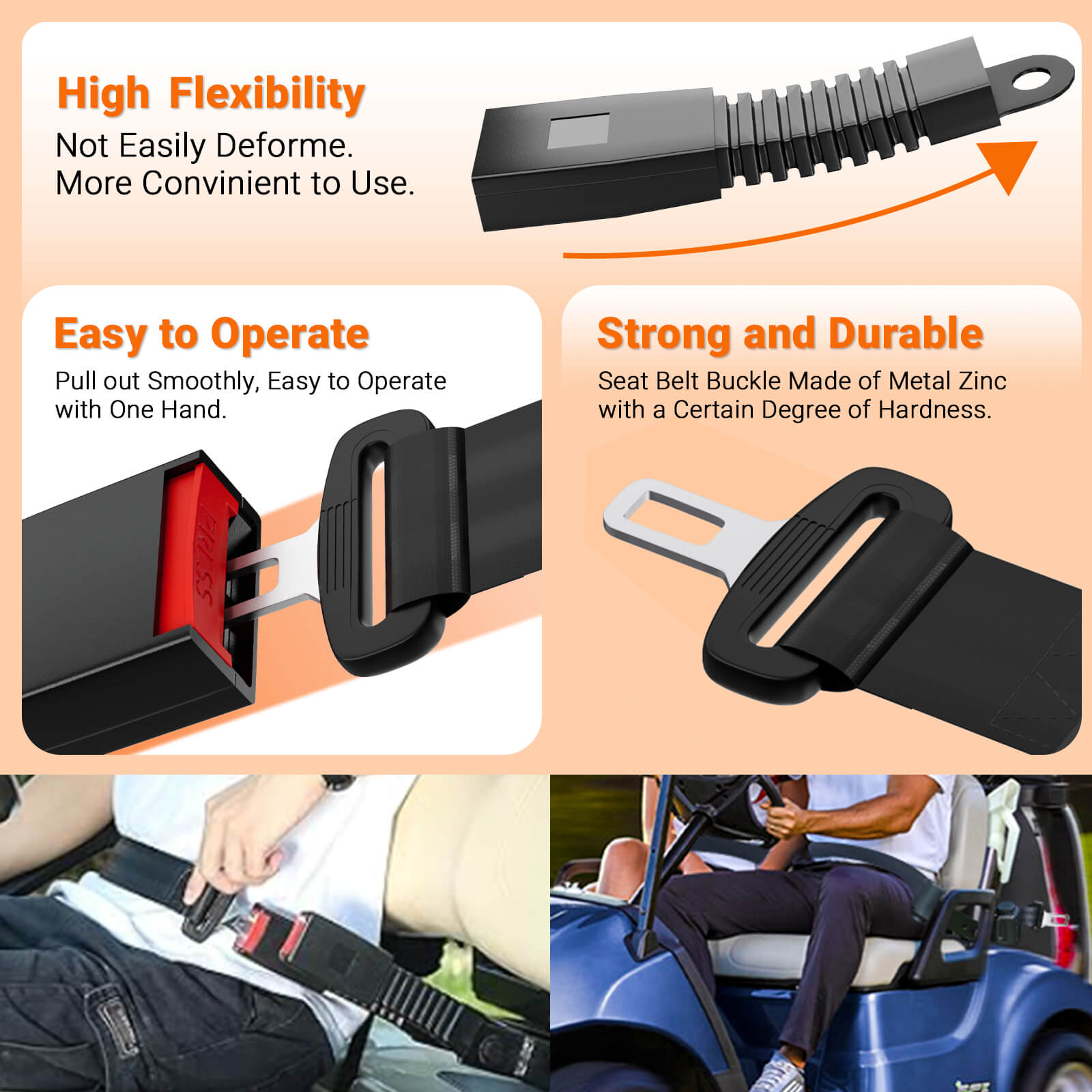 Universal golf cart seat belt