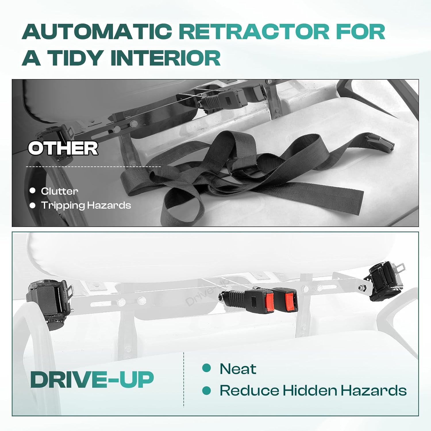 78.74 Inches Extra-Long Retractable Seat Belt Set for Golf Carts