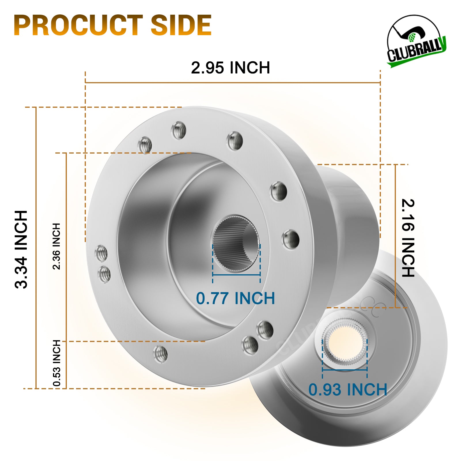 Silver Golf Cart Steering Wheel Adapter for Club Car DS Steering Wheel with 5-6 Holes | Drive-up