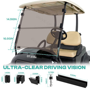 Golf Cart Windshield Foldable Tinted Club Car Precedent Tempo/ Onward |Drive-up