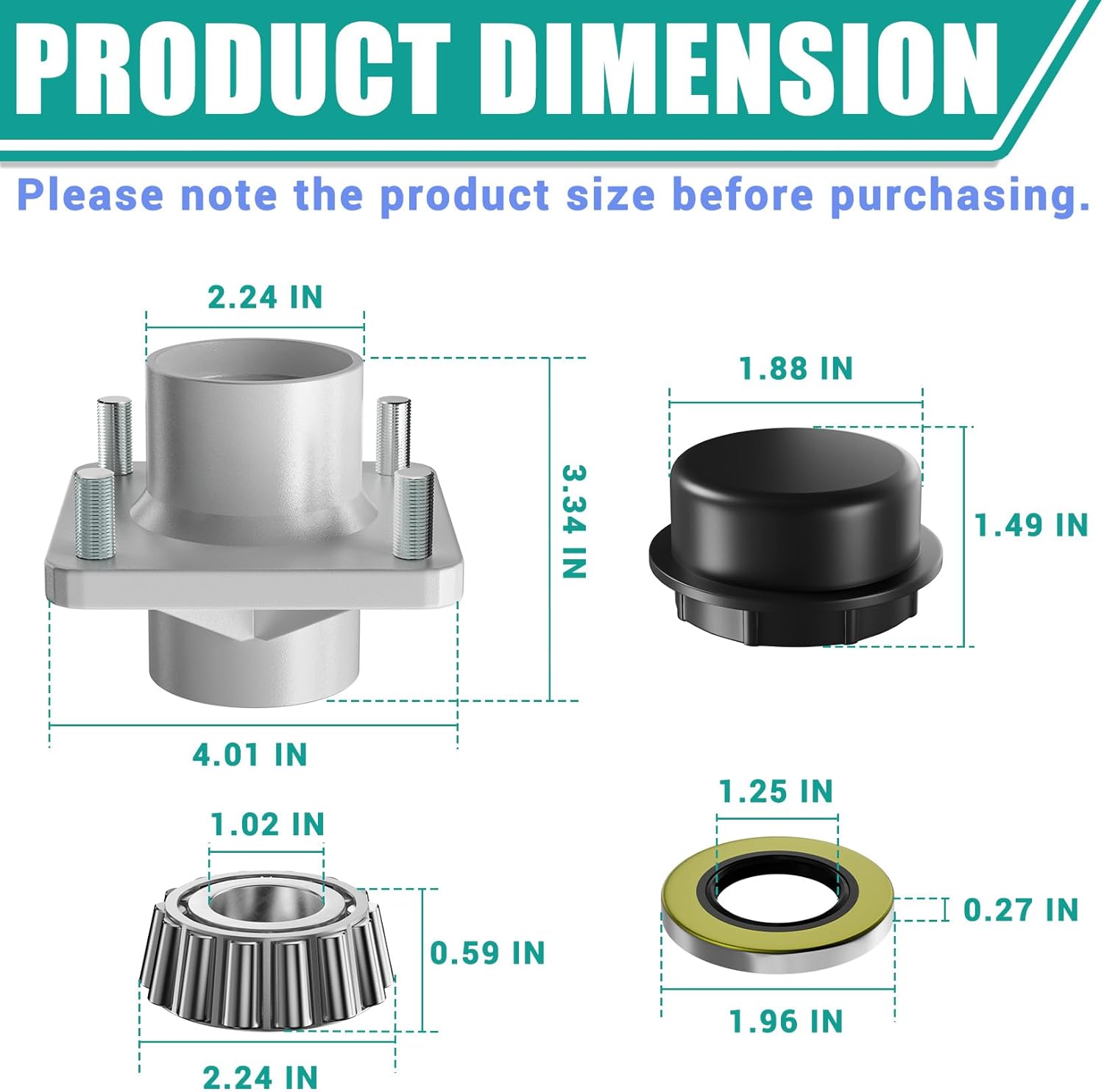 Golf Cart Front Wheel Hub Set with Bearings for EZGO TXT 2001-2013 | DRIVE UP