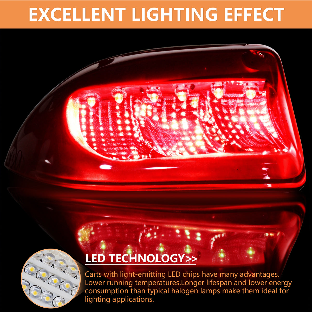 Golf Cart LED Taillight for Club Car Precedent 2004-Up and Tempo 2018-Up Models 12V 3 Wires | Drive-up