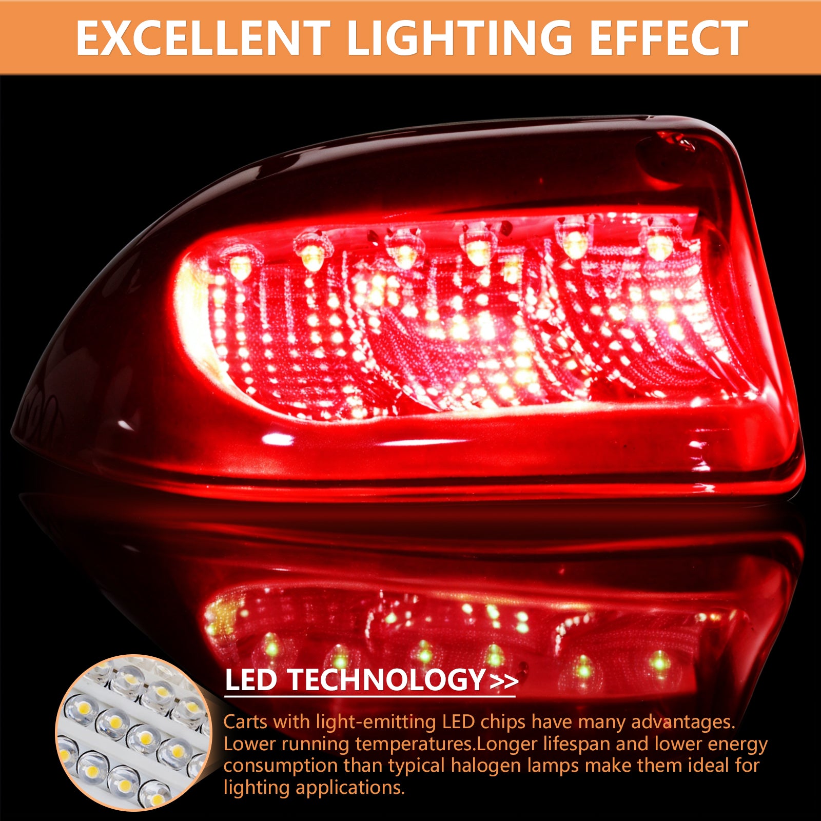 Golf Cart LED Taillight for Club Car Precedent 2004-Up and Tempo 2018-Up Models 12V 3 Wires | Drive-up