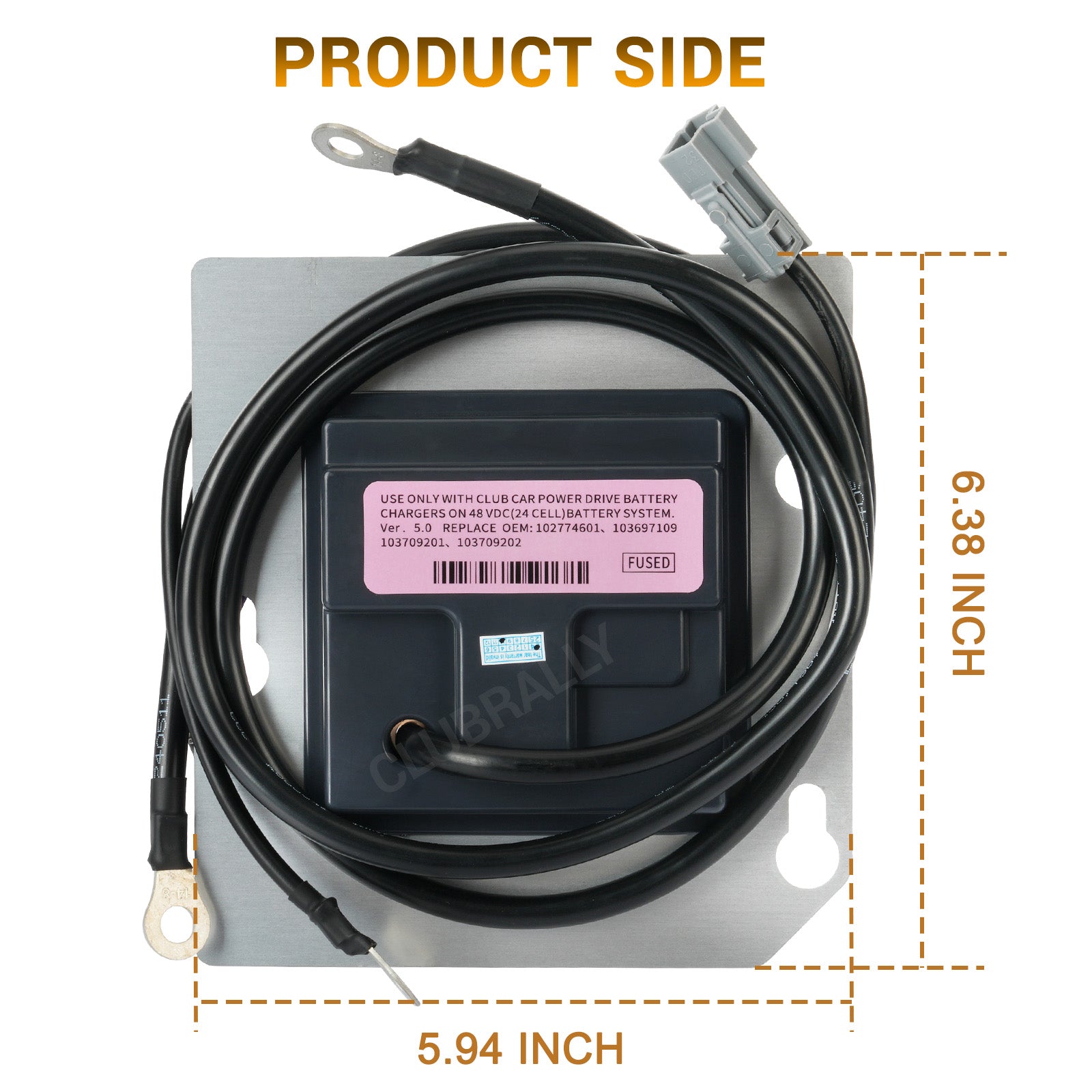 Golf Cart On Board Computer OBC 48V with Square 6-Pins, Compatible with 2009-Up Club Car DS Regen II, DS IQ Villager 6 Villager 8 Models, OEM #102774601,  |Drive-up