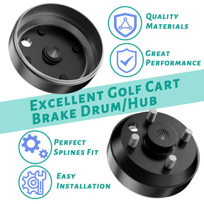 Golf Cart Brake Drum Hub Assembly for EZGO TXT Elec 1982-Up & 1982-1993 2-Cycle Gas Models, 24 Tooth Star Spline  | Drive-up