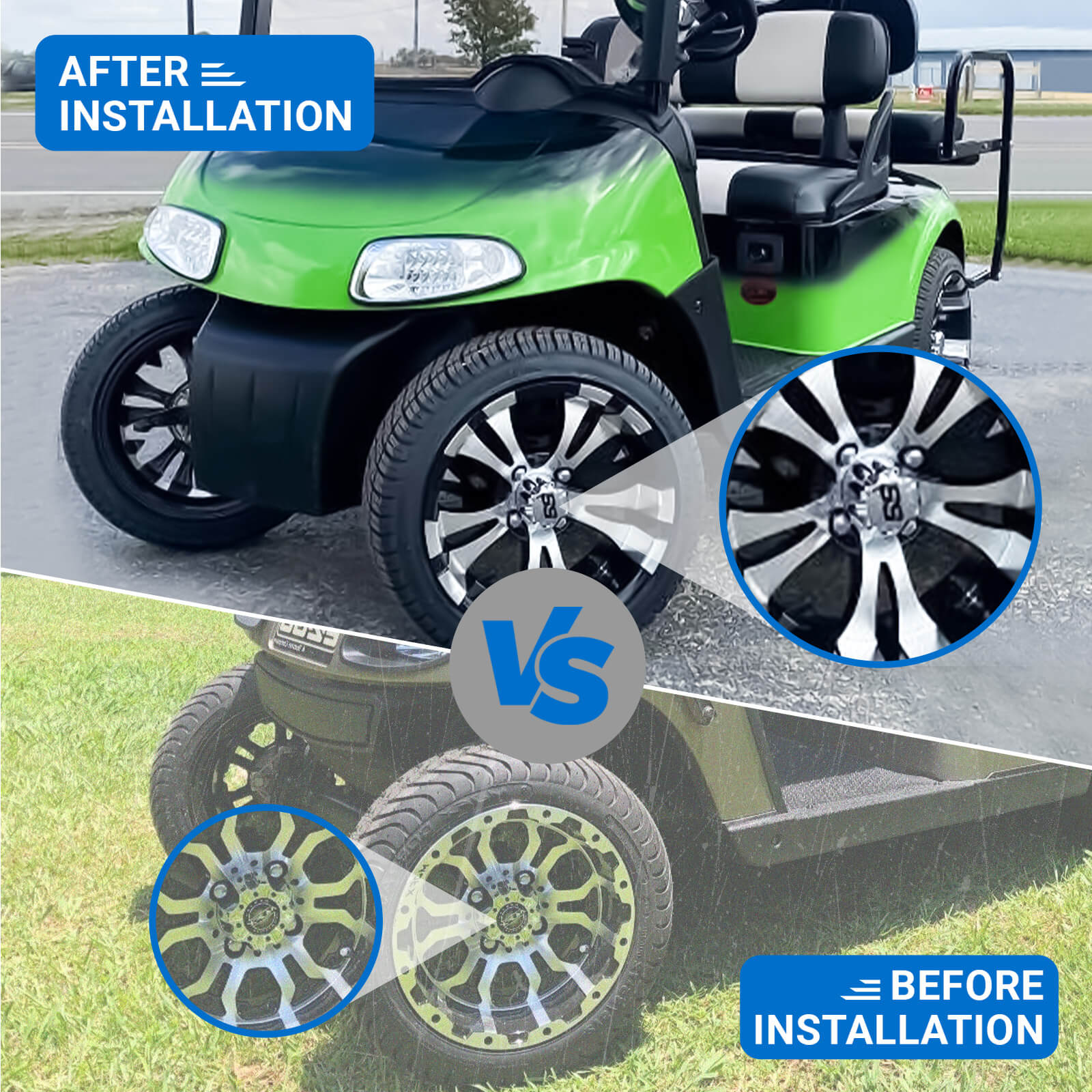 SS Golf Cart Wheel Hub Caps 2.65 inch