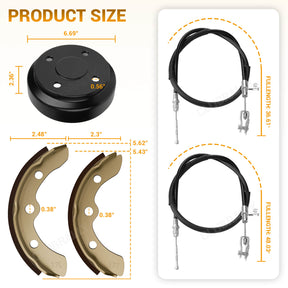 Golf Cart Brake Repair Kit for Club Car Precedent & Tempo - Brake Drums Shoes Cables