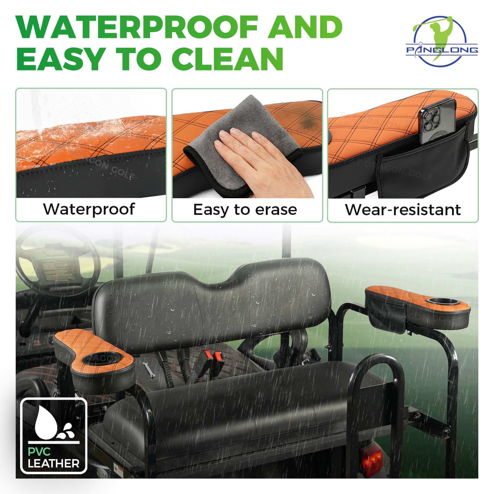 Golf Cart Armrests with Cup Holder and Phone Storage Pouch Fit Club Car EZGO Yamaha | Drive-up