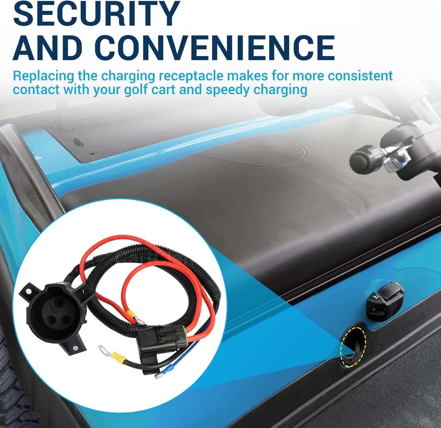 48V DC Charger Receptacle with Harness for Club Car Precedent & Tempo 2014-Up