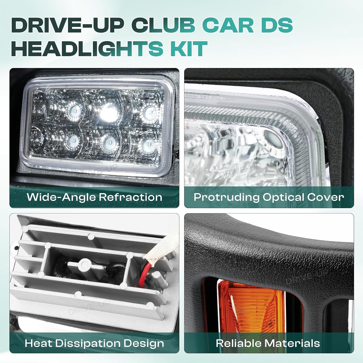 Golf Cart LED Headlights for Club Car DS 1993-Up Models 12 Volt Modified Headlight | DRIVE UP