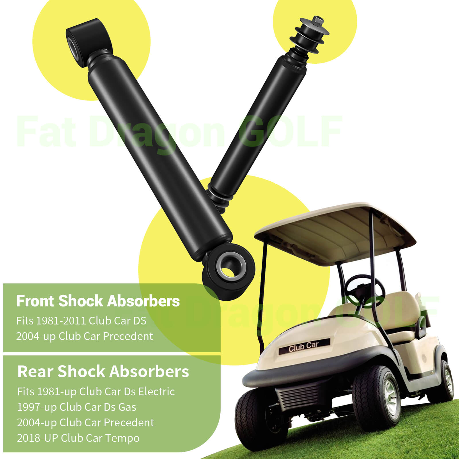 Golf Cart Front & Rear Shocks for Club Car