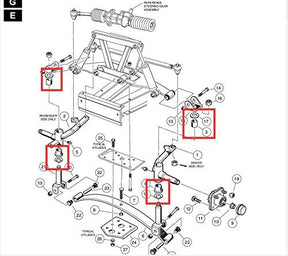 Golf Cart Upper and Lower Spindle Bronze Bushing Kit Fits 1981-Up Club Car DS | Drive-up