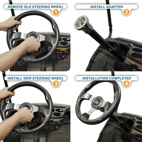 Silver Golf Cart Steering Wheel Adapter for Club Car DS Steering Wheel with 5-6 Holes | Drive-up